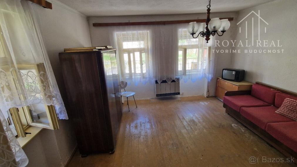 POLTÁR 2 izbový VÍKENDOVÝ domček (chalupa)na pozemku 1193 m2, pôvodný stav IDEÁLNY na REKONŠTRUKCIU