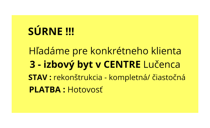 LUČENEC - CENTRUM -3-izbový byt -  kompletná rekonštrukcia - KÚPA